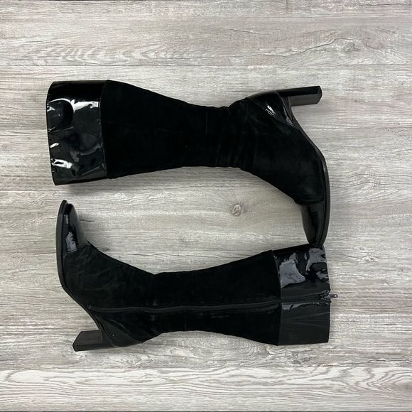 Olip Donna Black Cap Toe Patent Leather Tall Boots size 37 - Picture 4 of 6